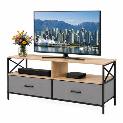 Comodă TV joasă cu spațiu de depozitare, gri-negru, 120 cm