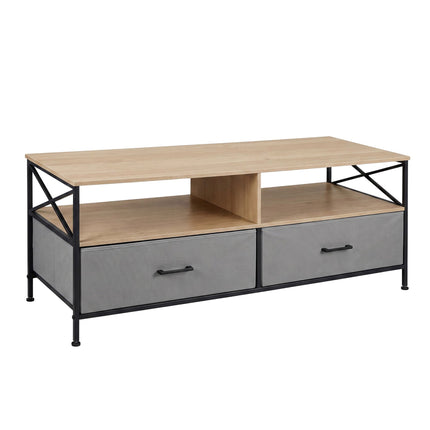 Comodă TV joasă cu spațiu de depozitare, gri-negru, 120 cm