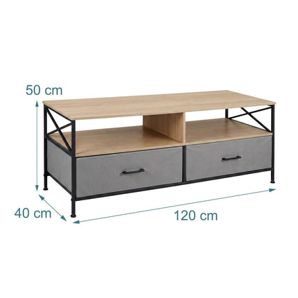 Comodă TV joasă cu spațiu de depozitare, gri-negru, 120 cm