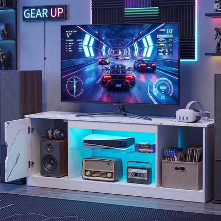 Suport TV cu lumini LED și raft reglabil pentru televizoare de 65"