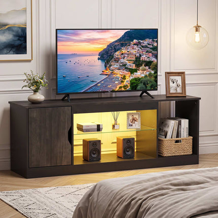 Suport TV cu lumini LED și raft reglabil pentru televizoare de 65"