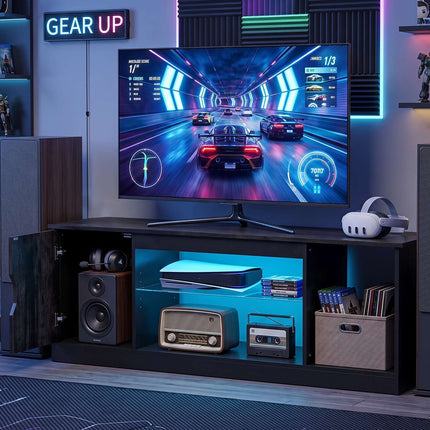 Suport TV cu lumini LED și raft reglabil pentru televizoare de 65"