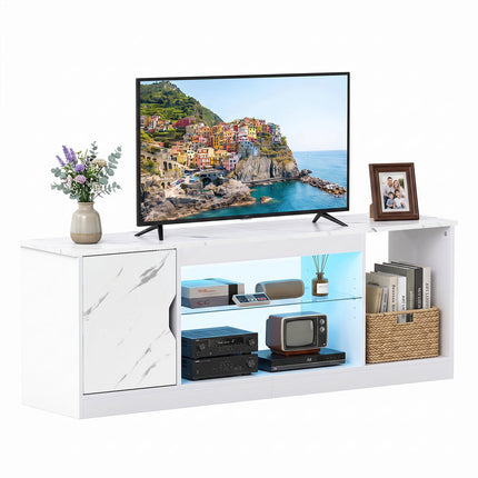 Suport TV cu lumini LED și raft reglabil pentru televizoare de 65"