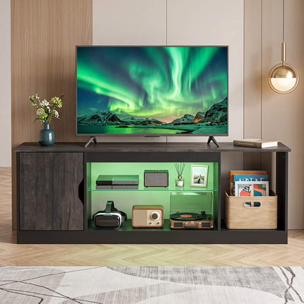 Suport TV cu lumini LED și raft reglabil pentru televizoare de 65"
