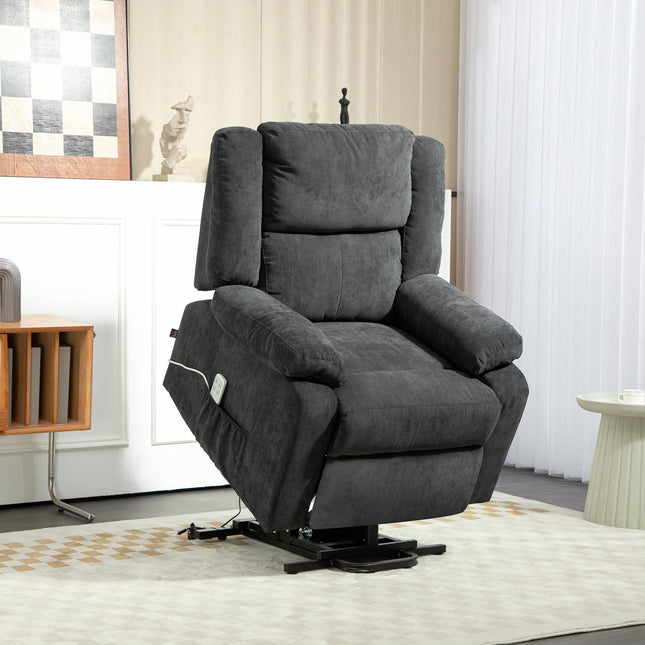 Electric recliner with lift assist - black, side pocket