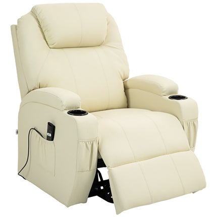 Electric recliner, stand-up assistance, cream-colored artificial leather