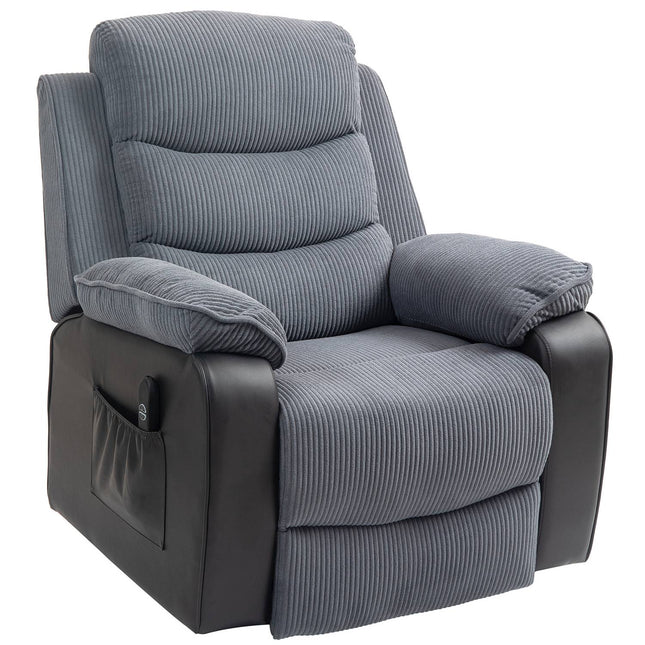 Electric reclining TV armchair with standing aid, dark grey