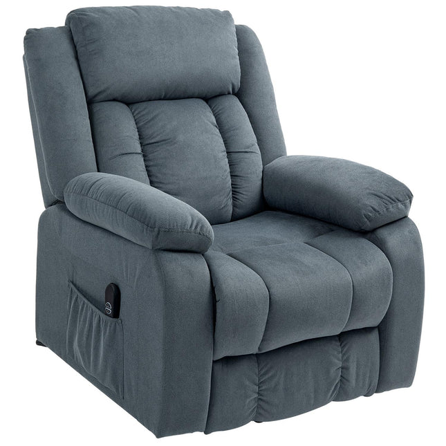 Electric recliner with remote control and side pocket, gray velvet
