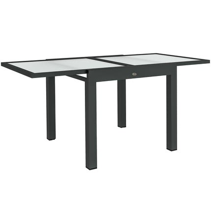 Masa extensibila de Jardin Grande in talie Dimensiuni: 160L x 80W x 75H cm Blat din aluminiu gri inchis din sticla securizata transparenta
