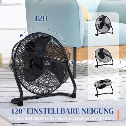 Ventilator de masă Ventilator electric cu 4 trepte de viteză, unghi reglabil la 120° pentru casă, birou, dormitor, negru