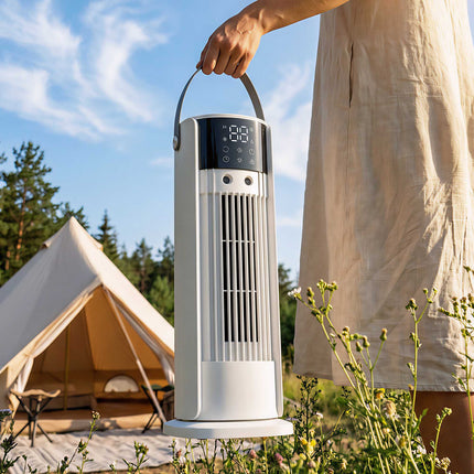 Ventilator de masă cu pulverizator, 3 viteze, oscilație 90°, temporizator