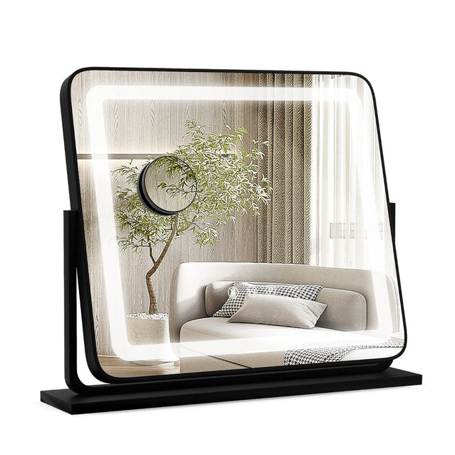 Masa Oglinda iluminata cu LED Oglinda de machiaj cu lumini 56 x 12 x 48 cm Negru