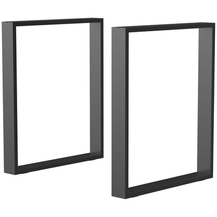 Black table leg set in steel - square profiles, 60x72 cm