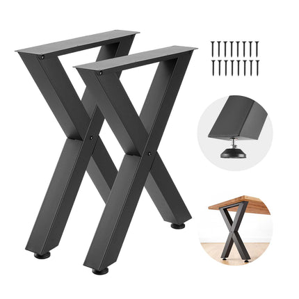 Table Legs, X-Frame Steel, 750 x 600 mm, 2 Pack, Black