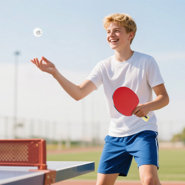 Set tenis de masă: 4 palete, 8 mingi, geantă de transport