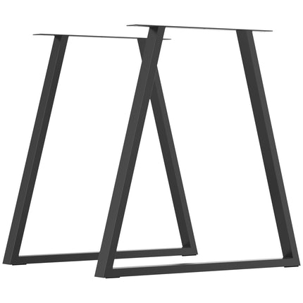 Picioare de masă, set 2 canale de masă, picioare de mobilier triunghiulare din oțel, cadru de masă 70 x 72 cm pentru masă, oțel, negru |