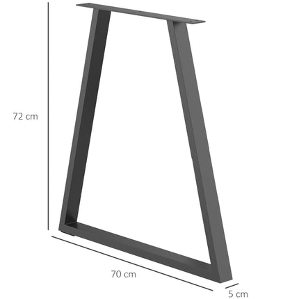 Picioare de masă, set 2 canale de masă, picioare de mobilier triunghiulare din oțel, cadru de masă 70 x 72 cm pentru masă, oțel, negru |