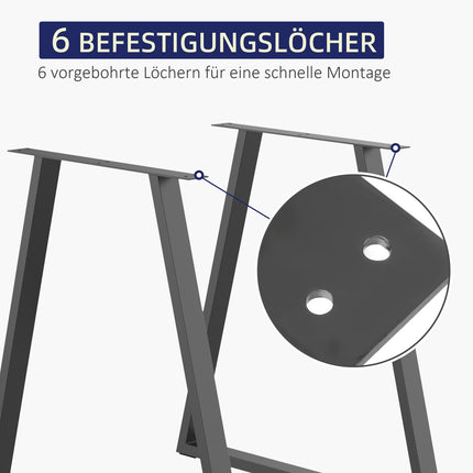 Picioare de masă, set 2 canale de masă, picioare de mobilier triunghiulare din oțel, cadru de masă 70 x 72 cm pentru masă, oțel, negru |