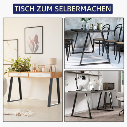 Picioare de masă, set 2 canale de masă, picioare de mobilier triunghiulare din oțel, cadru de masă 70 x 72 cm pentru masă, oțel, negru |