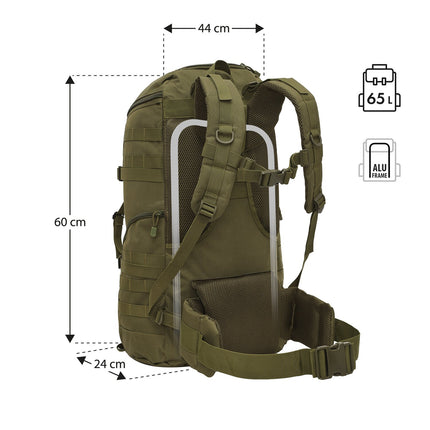 Rucsac Tactic, 65L, Verde, Camping în aer liber