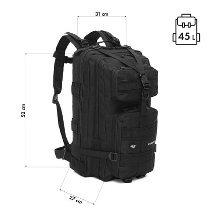 Rucsac tactic, negru, capacitate 45 l