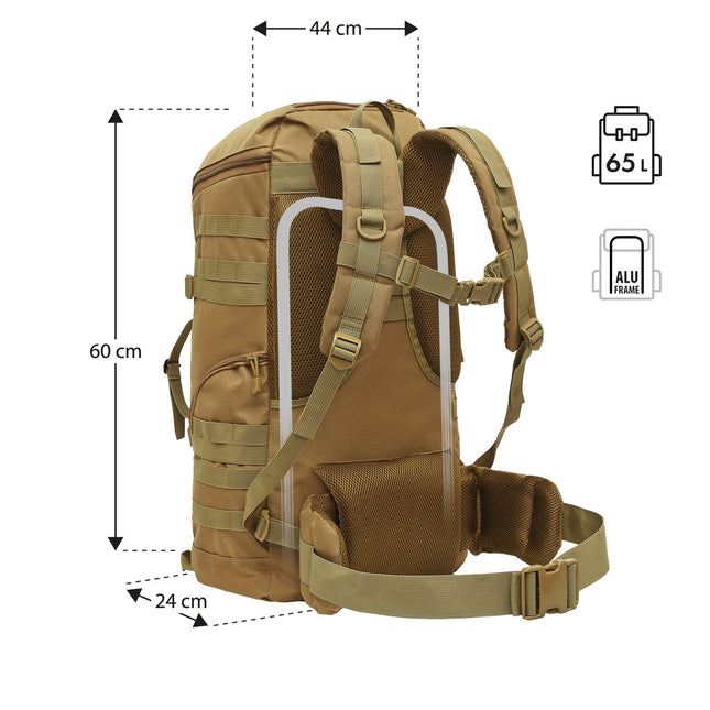 Rucsac tactic, nisip, capacitate 65 l
