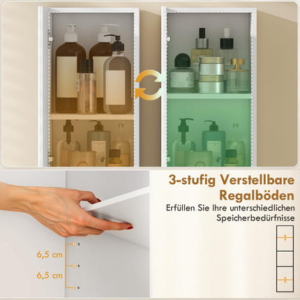 Tall Bathroom Cabinet, White/Natural Wood, Adjustable Shelves