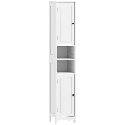 Dulap de baie înalt cu uși, rafturi deschise, alb, 170 cm