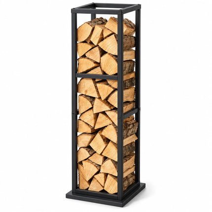Tall Firewood Rack with Base Plate, 120 cm, Black Steel, Max. 80 kg