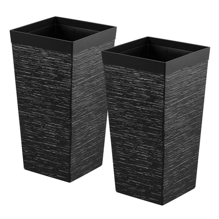 Tall Tapered Planters Set of 2, 580mm, Casters, Drainage