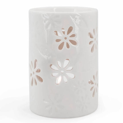 Lampă de aromă cu lumină de ceai, ceramică albă, parfum de casă