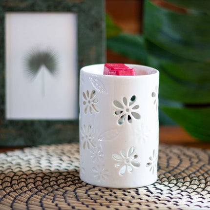 Lampă de aromă cu lumină de ceai, ceramică albă, parfum de casă