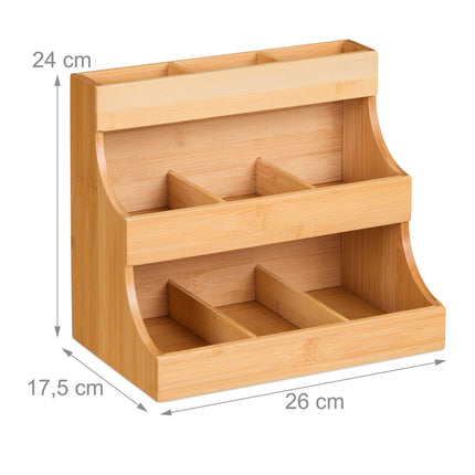Tea organizer 9 compartments bamboo