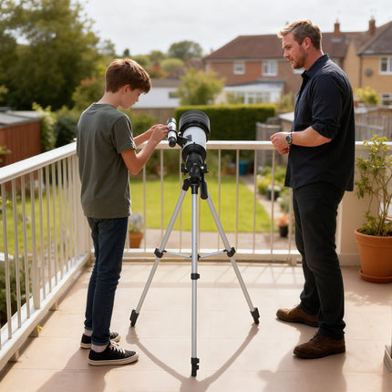 Telescop cu obiectiv de 70 mm, trepied reglabil, argintiu
