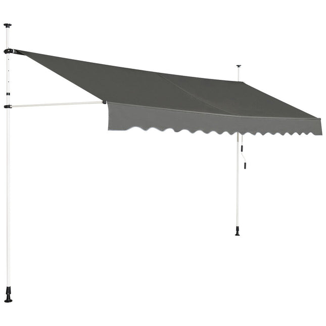 Telescopic Awning Sun Protection Extendable Canopy Sun Protection UV-Repellent Waterproof Awning 395cm Wide Gray
