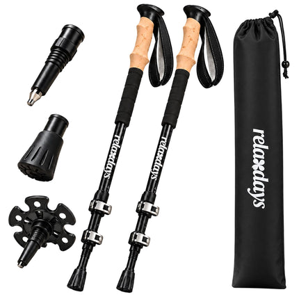 Telescopic Hiking Poles Set of 2 with Accessories and Bag, 100-135 cm