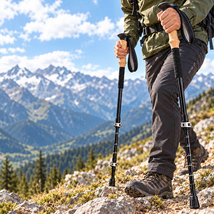 Telescopic Hiking Poles Set of 2 with Accessories and Bag, 100-135 cm