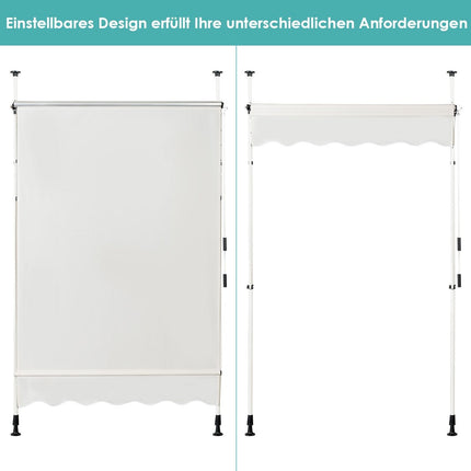 Telescopic awning sun protection UV-repellent waterproof awning 150 x 120 cm beige