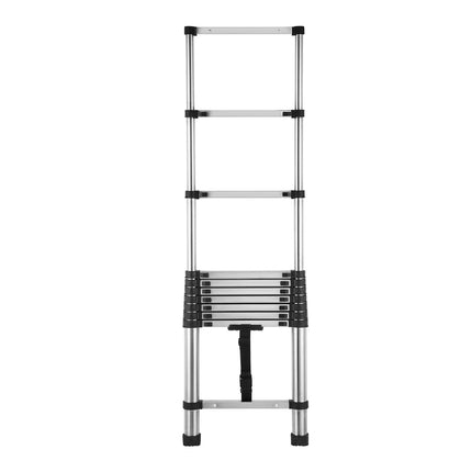 Telescoping Ladder, Stainless Steel 8.3 ft 9-Step, 150 kg