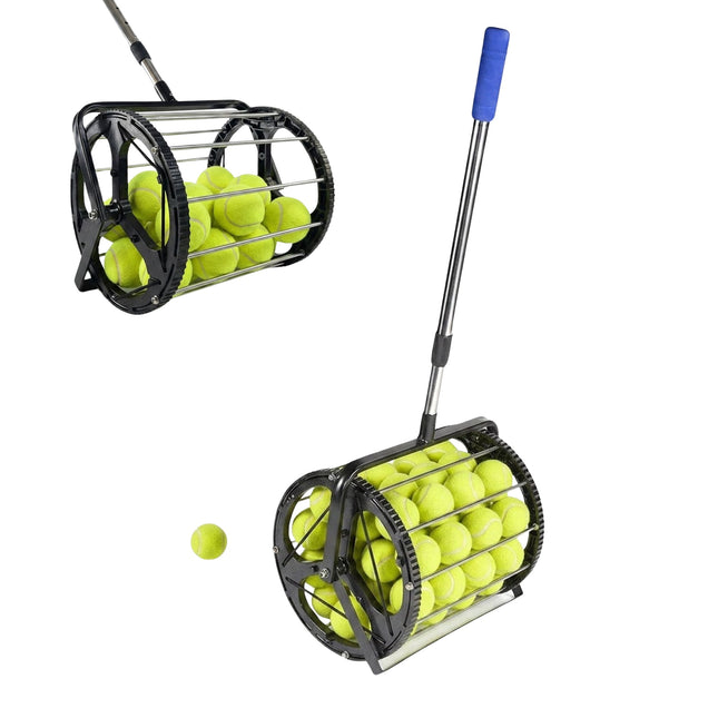 Rolă pentru recuperarea mingii de tenis, mâner telescopic metalic