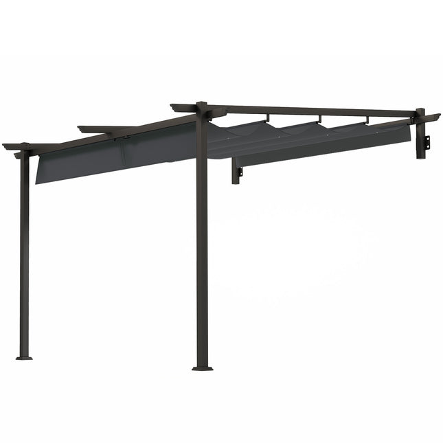 Terasa pergola acoperis aprox. Acoperiș terasă 3x3m, foișor de grădină din aluminiu, fixare pe perete, foișor de grădină cu acoperiș reglabil, protecție solară pentru terasă și grădină, gri închis