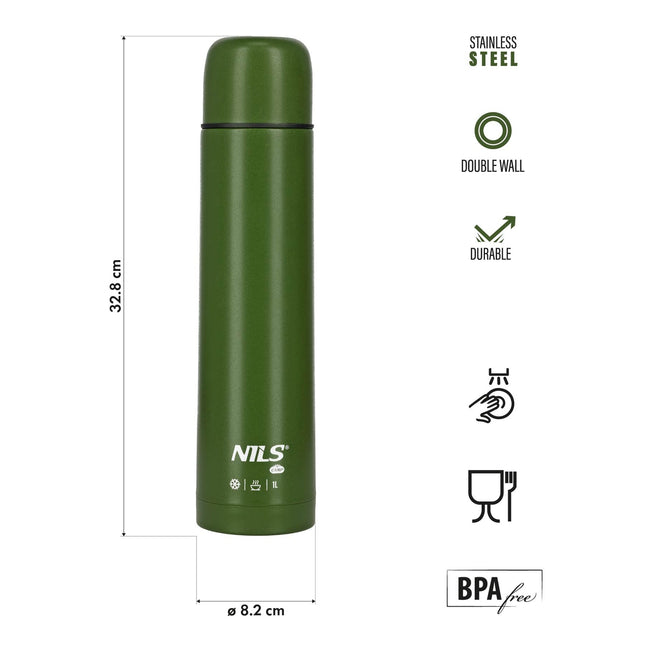 Thermos 1000 ml Verde – Balon de voiaj izolat
