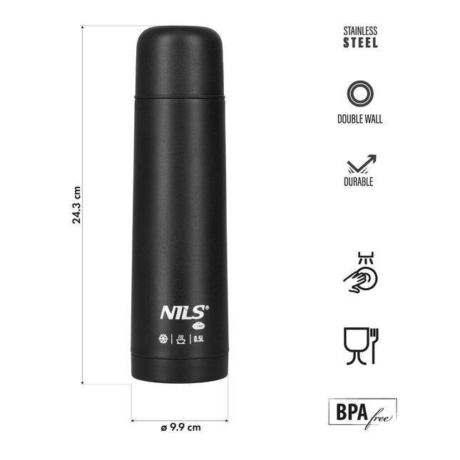 Thermos 500ml negru – Balon de voiaj izolat