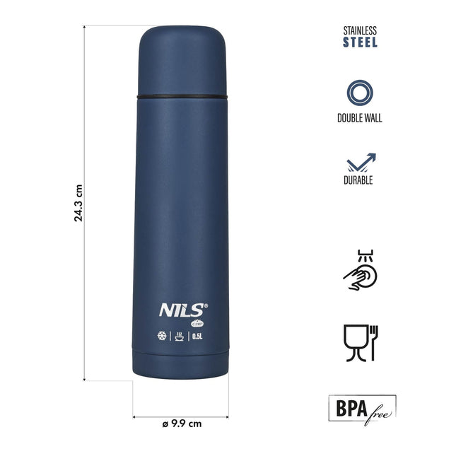 Thermos 500ml, Albastru, Ideal pentru Calatorii