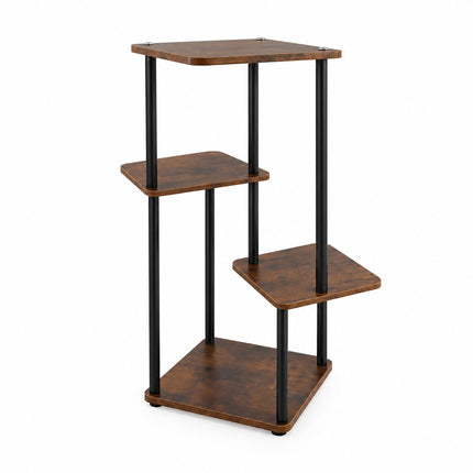 Tiered Plant Stand with 4 Square Shelves, Iron and MDF – 80 cm, Dark Brown