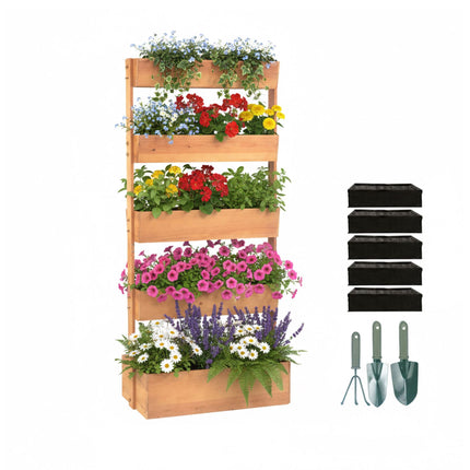Jardinieră pe niveluri cu cutii pentru ierburi și legume