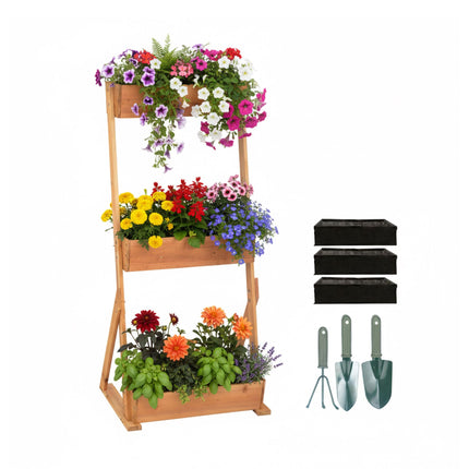 Jardinieră pe niveluri cu cutii pentru ierburi și legume