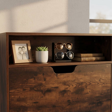 Tilt-Out Shoe Cabinet with Adjustable Dividers