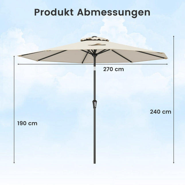 Umbrelă de terasă bej, rabatabilă, 270 cm