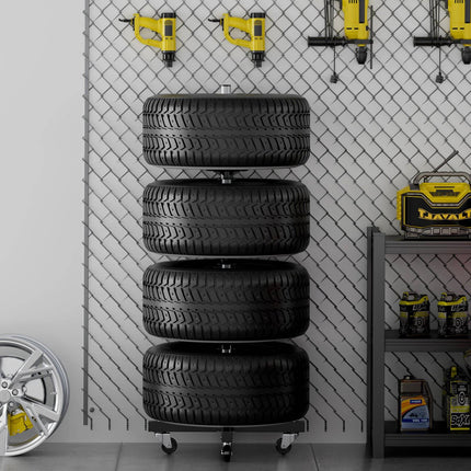 Tire Rack On Wheels, 4 Tire Steel Storage Stand, 220 lb